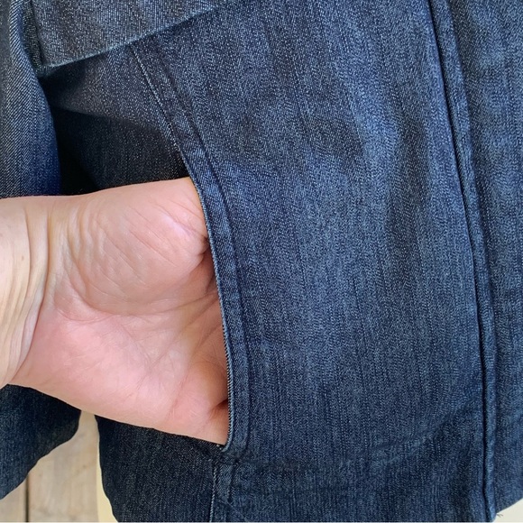 Sandro Denim Blue Jacket Cropped Dark Wash 3/4 Sleeve Petite Small *read - Picture 4 of 7